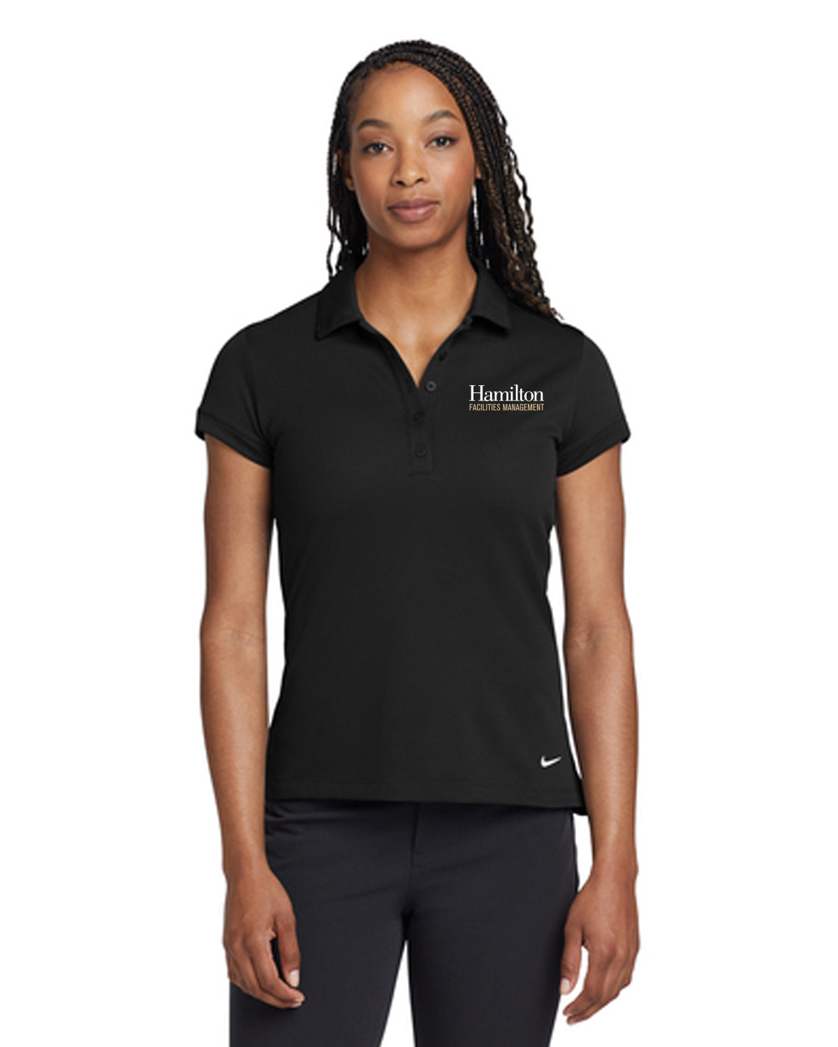 Nike Ladies Dri-FIT Solid Icon Pique Modern Fit Polo - Black