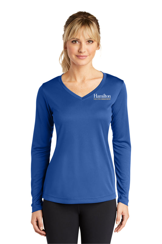 Womens - Long Sleeve Dry-Fit V-neck T-shirt - Royal