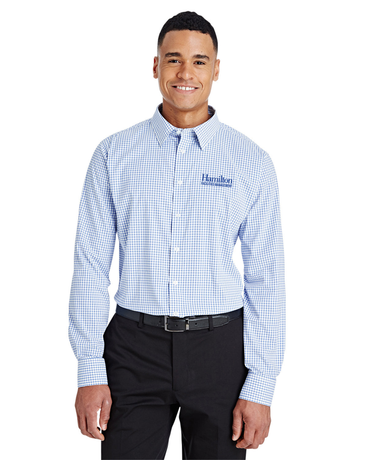 CrownLux Performance™ Men's Micro Windowpane Button Down Shirt with Pocket