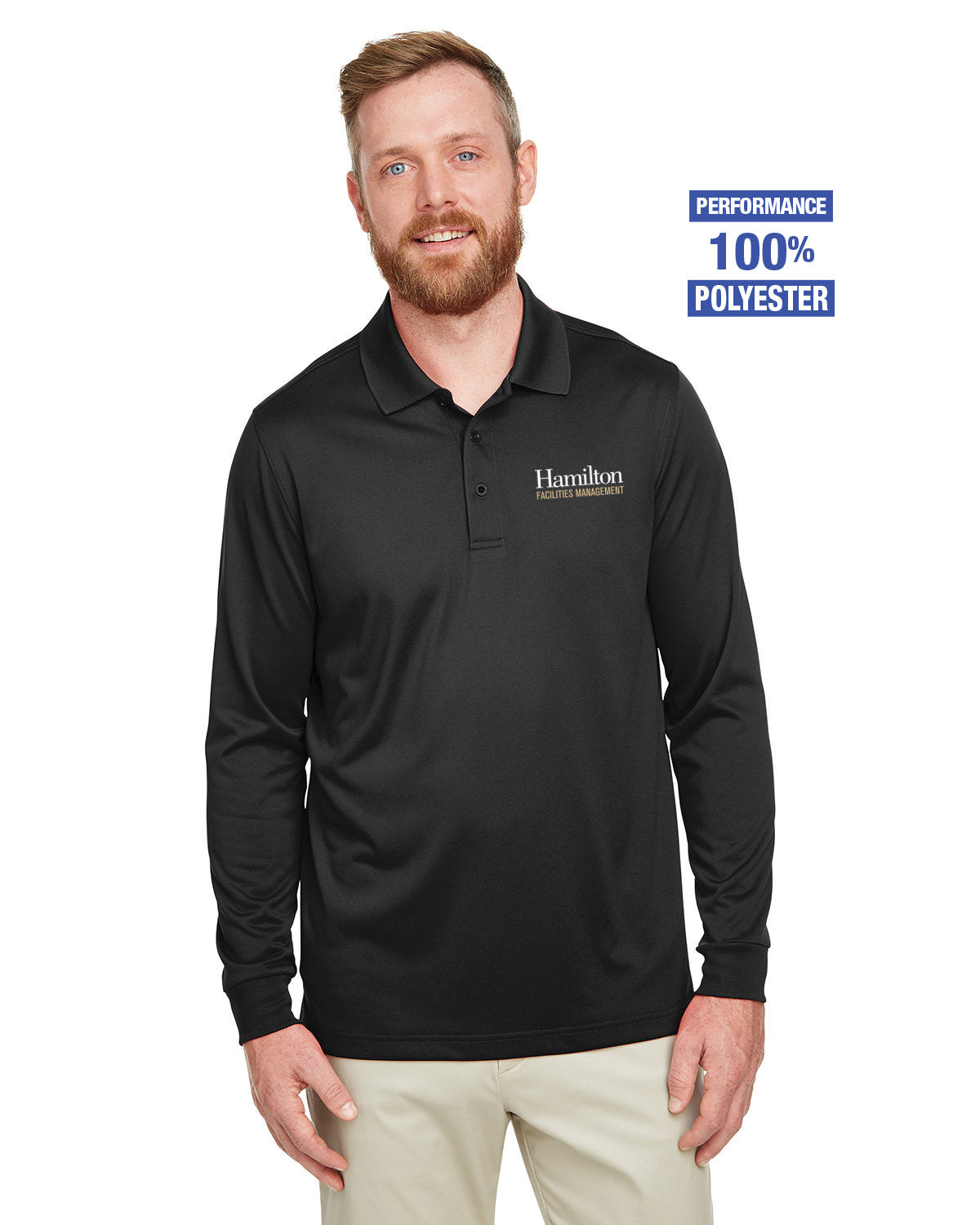 Adult Long Sleeved Polo - Black