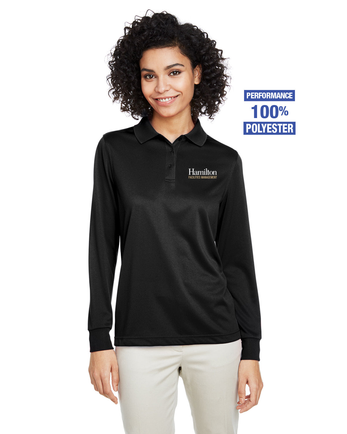 Ladies Long Sleeved Polo - Black