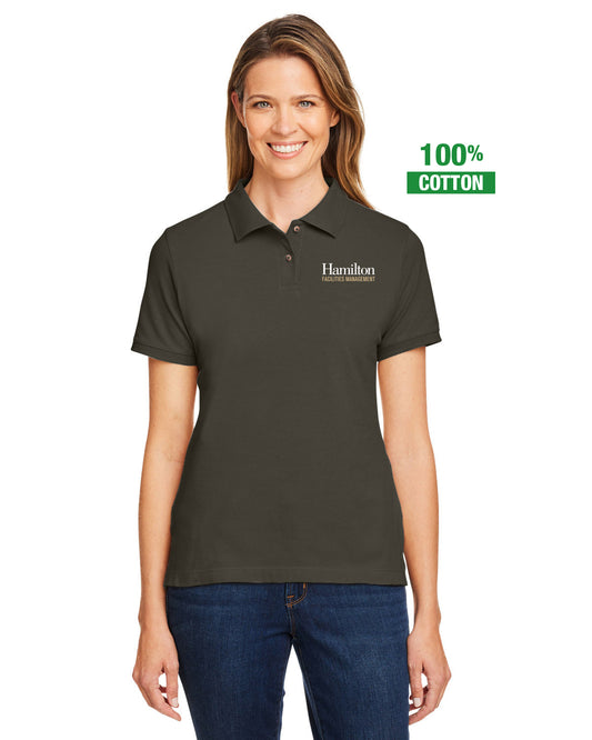 Ladies Short Sleeved Cotton Polo - Black