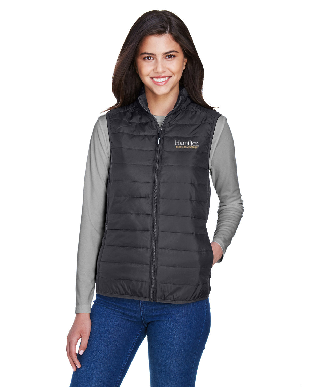 Ladies Packable Puffer Vest - Charcoal