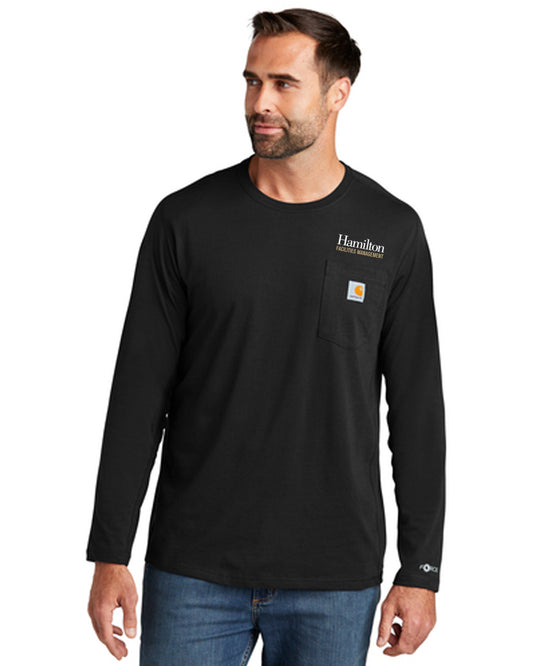 Adult Carhartt Force® Long Sleeve Pocket T-Shirt - Black