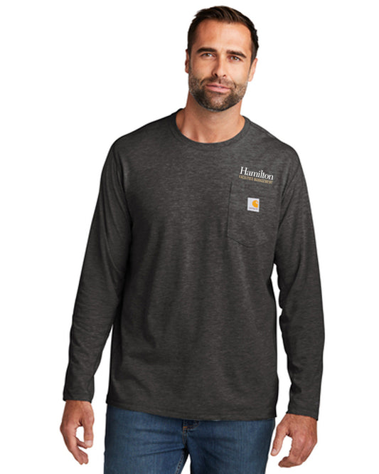 Adult Carhartt Force® Long Sleeve Pocket T-Shirt - Carbon Heather