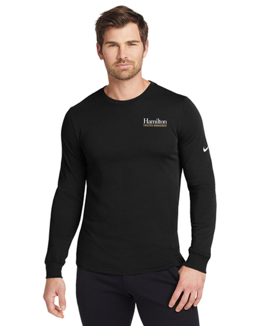 Adult Nike Dri-FIT Cotton/Poly Long Sleeve T-shirt - Black