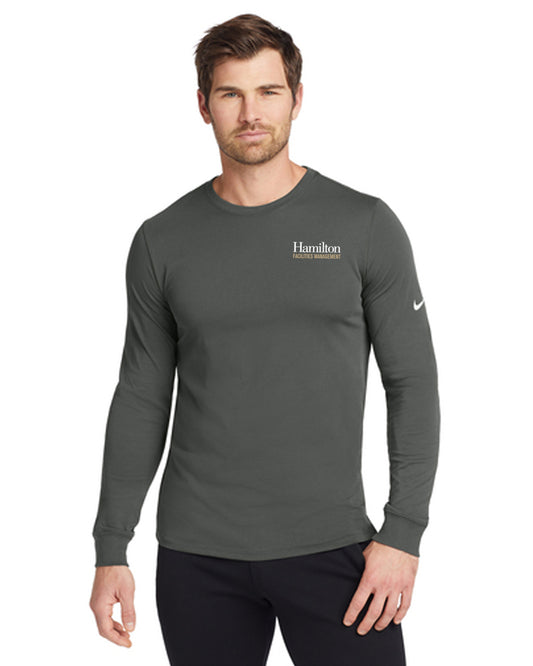 Adult Nike Dri-FIT Cotton/Poly Long Sleeve T-shirt - Gray