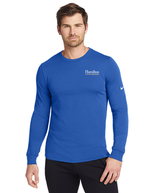 Adult Nike Dri-FIT Cotton/Poly Long Sleeve T-shirt - Royal