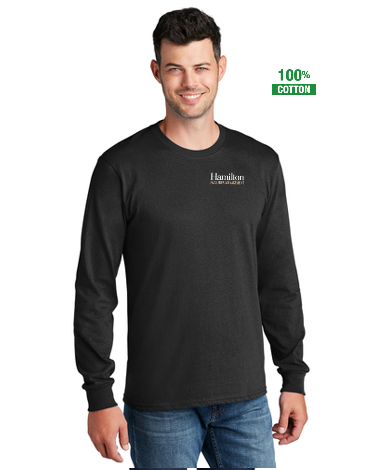 Adult - Cotton Long Sleeve T-shirt - Black