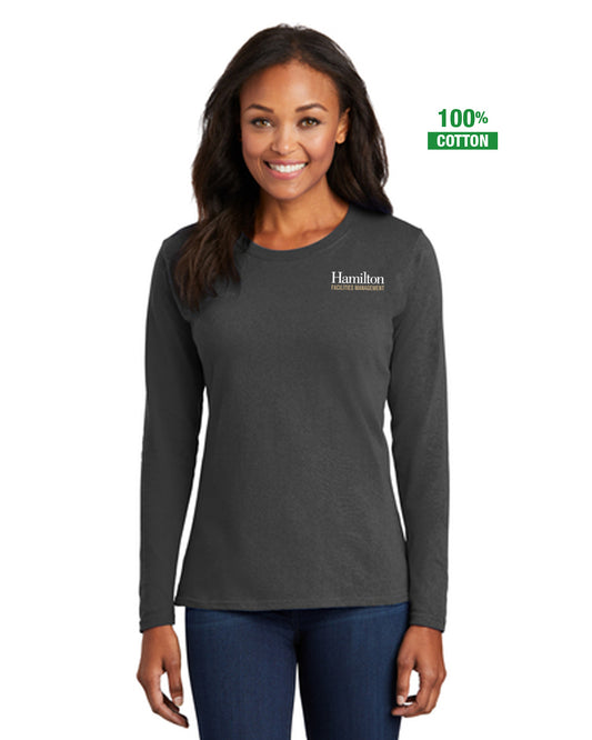 Womens - Cotton Long Sleeve T-shirt - Charcoal