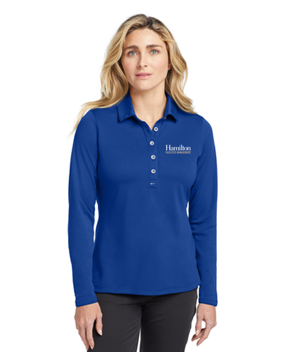 Womens Nike Women's Long Sleeve Dri-FIT Stretch Tech Polo - Royal