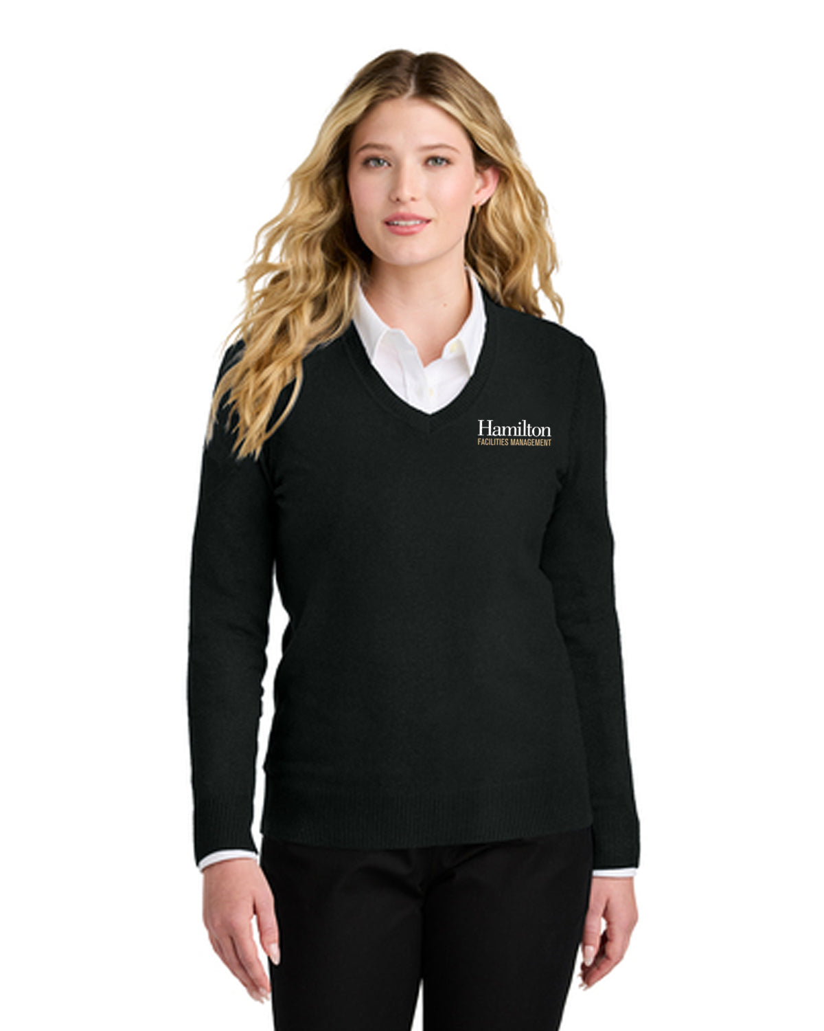 Womens - V-neck Sweater - Black