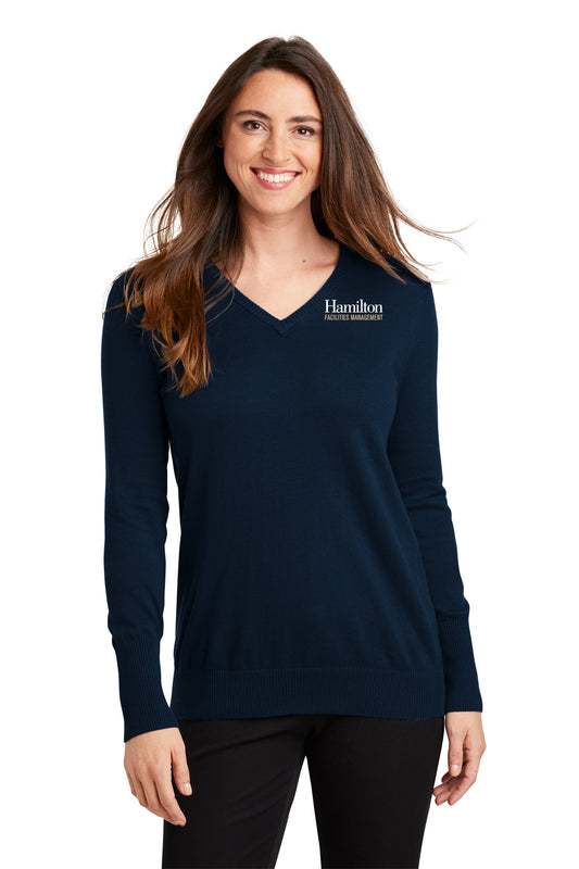 Womens - V-neck Sweater - Navy