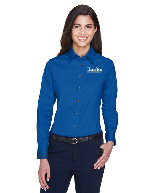 Womens - Long Sleeve Button Down Twill Shirt - French Blue